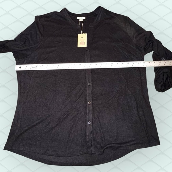 NIC + ZOE NZT SWEET DREAMS CONVERTIBLE SLEEVE SHIRT - Black Onyx Plus 1X - Picture 9 of 15